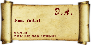 Duma Antal névjegykártya
